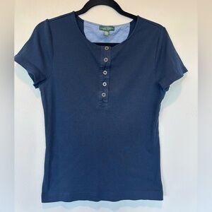 Lauren Ralph Lauren Navy Buttoned Short Sleeve Tee